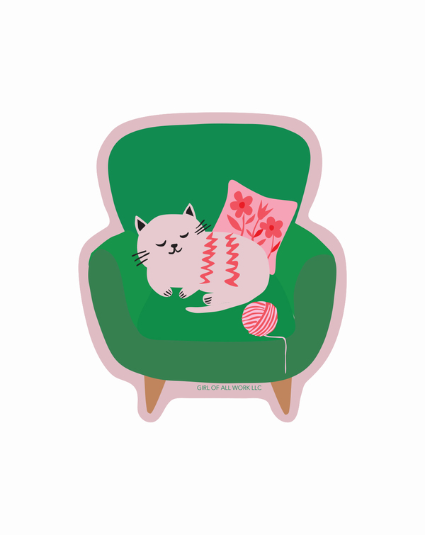 Armchair Cat Vinyl Sticker Armchair Cat Vinyl Sticker
